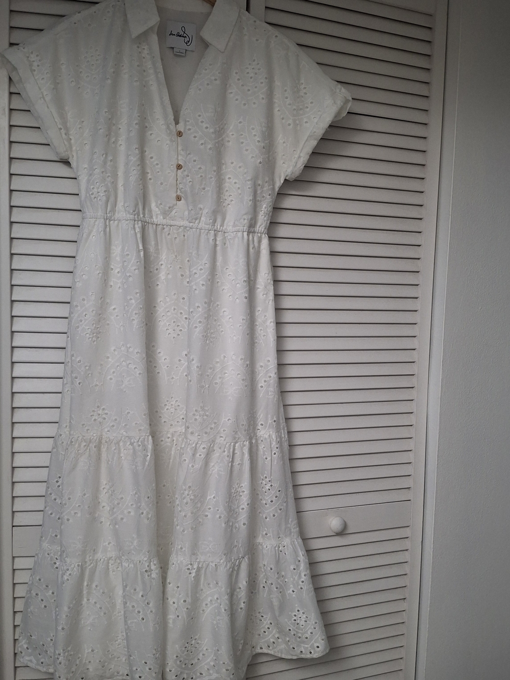 Sam Edelman Eyelet White Midi Size 8 Dress Short Sleeves